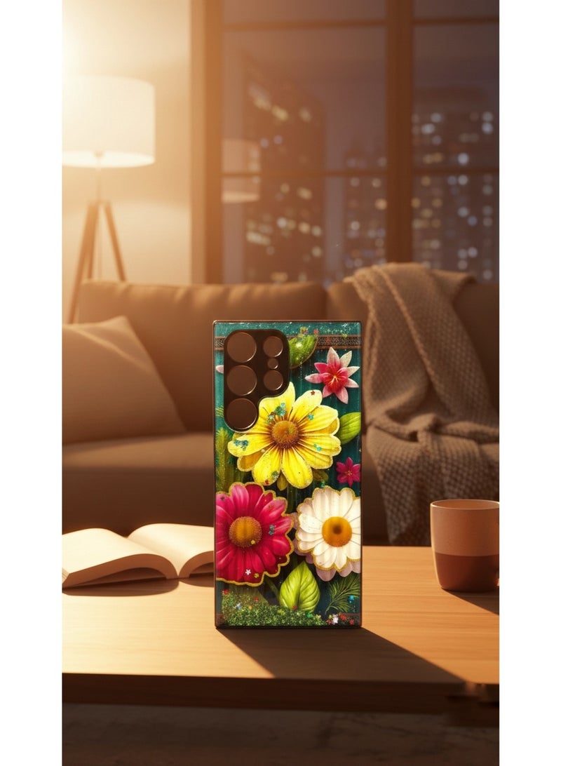 Grace Aesthetic "Flower Garden" Glitter Case - Protective & Stylish Art Cover for S23 Ultra - Image 1